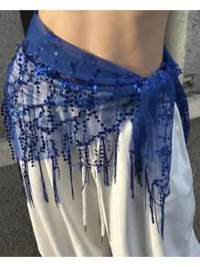 1 件女士肚皮舞服装亮片流苏三角肚皮舞臀巾女士泰国/阿拉伯舞蹈裙腰带