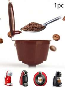 1 pieza/2 piezas/3 piezas/5 piezas Cápsulas de café reutilizables de color marrón compatibles con accesorios de café recargables, de vuelta a la escuela