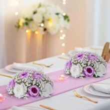 1 件人造满天星花球，仿玫瑰花插花花束婚礼中心装饰活动派对桌家居装饰房间装饰 - 彩色 - 查看 9