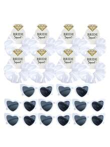16pcs Wedding Party Bridesmaid Gift Set, Including Hair Scrunchies, Heart-Shaped Glasses, Suitable For Gifting To Women, Lovers, Family, Friends