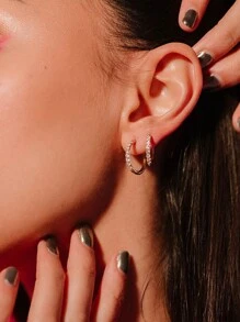 14K Gold Plated Stainless Steel Huggie Hoop Earrings,Dainty Pave Cubic Zirconia Cartilage Tiny Earring For Sensitive Ears Hypoallergenic Lightweight For Women Banquet Date Gift Fashion Jewelry For Multi-Party Wear 6mm 8mm10mm12mm Multiple Sizes