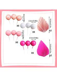 5 - 29 Stück bunte Schaumstoffkugeln als Kuchendekoration, bohemian-stil Kuchendekoration, imitierte Palmblatt-Papier-Fächer als Kuchendekoration, Serien in Blau, Pink, Gelb, Grün oder Lila, geeignet für Taufe, Gender-Reveal-Party, Geburtstag, Rentnerparty, Junggesellinnenabschied für Männer und Frauen, Hochzeitstorte, Valentinstag, vielfältige thematische Kuchendekoration