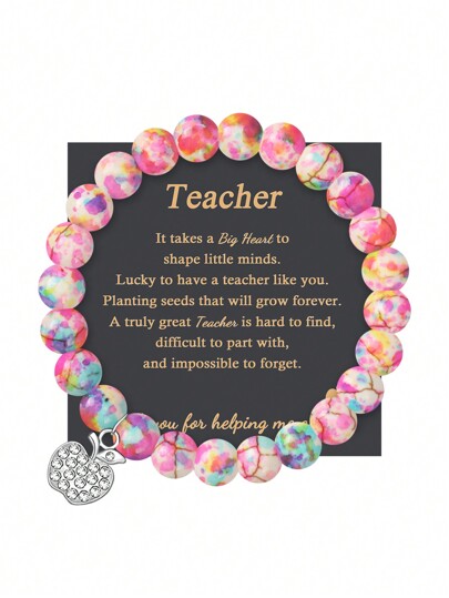 1PC Valentine's Day Gift For Teacher Apple Bracelet, Mother's Day Gift For Teacher, Christmas Gift For Teacher Apple Bracelet, Teacher's Day Gift For Teacher, Thanks Gift For Teacher, Mom, Mother, Mother's Day, Gift