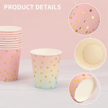 10/20/60Pcs Pink Paper Cups, 9 Oz Paper Cup, Disposable Paper Cups, Glitter Gold Foil Paper Cups, Golden Dot Paper Party Cups For Wedding Party Anniversary, Valentine's Day Party, Home Decor, Home Gifts - Pink Paper Cup - View 2