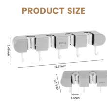Broom Mop Holder With Hooks Wall Mounted Broom Storage Rack No Drilling Self-Adhesive Mop Broom Organizer Mop Holder Hanger For Bathroom Office Kitchen Closet Garage
