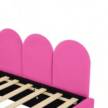 Sofá cama tapizado de tamaño completo con 2 cajones, cabecero de tela suave, sin necesidad de somier, color rojo rosa