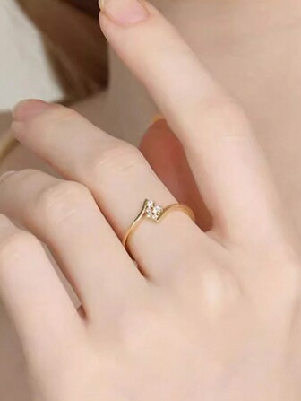 1 st 925 Sterling Silver Dam Stjärna Cubic Zirconia Minimalistisk Mångsidig Elegant Casual Ring, Lämplig för dagligt slitage, helgdagar, fester, smycken present