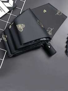 1 pieza Paraguas plegable automático con 8 varillas y protección UV - Impermeable, a prueba de viento y portátil - Varillas de hierro, tela de pongee y diseño con estampado de corazón elegante. Ideal para refrescarse en verano, playa, viajes, primavera y verano, regalos para damas de honor, decoración de habitación y dormitorio, playa, viajes, para hombres, para mujeres, vacaciones, cosas lindas - Multicolor - Ver 12
