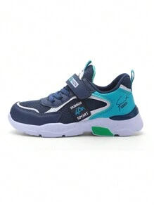 Boys Running Shoes - Casual Sports Sneakers, Hook&Loop Closure, Breathable Mesh Upper, EVA Sole, Stripe Pattern, Low-Top Design, Suitable For Daily Wear, Running And Leisure Activities - Spring/Autumn/All Season Series