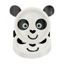 8 Packungen/24 Packungen Panda-förmige Teller, Pappteller mit Tiermotiven, Dschungel Tiere Party Themen Geschirr für Babyparty, Geschlechteroffenbarung, Geburtstagsfeiern und Dekorationen