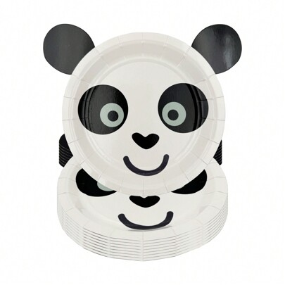 8 Packungen/24 Packungen Panda-förmige Teller, Pappteller mit Tiermotiven, Dschungel Tiere Party Themen Geschirr für Babyparty, Geschlechteroffenbarung, Geburtstagsfeiern und Dekorationen