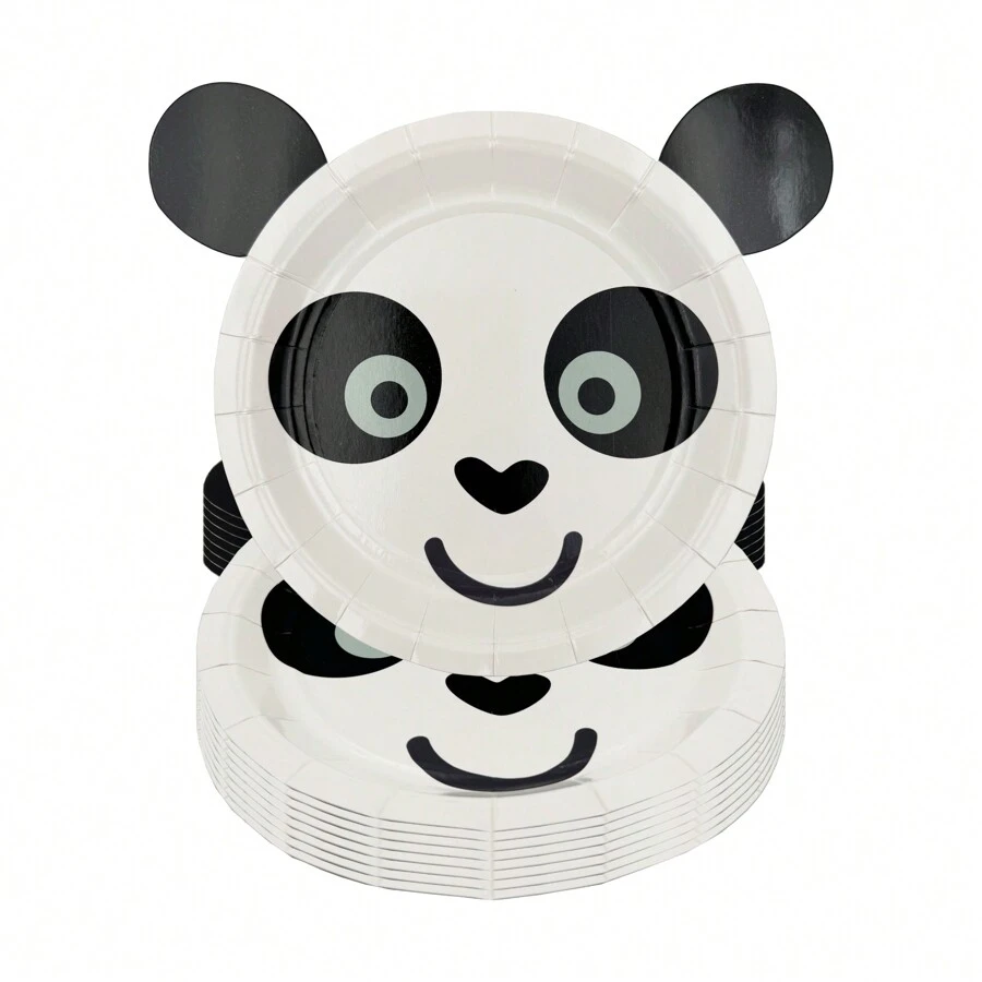 8 Packungen/24 Packungen Panda-förmige Teller, Pappteller mit Tiermotiven, Dschungel Tiere Party Themen Geschirr für Babyparty, Geschlechteroffenbarung, Geburtstagsfeiern und Dekorationen