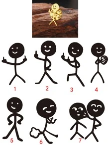 定制火柴人中指胸针男女不锈钢别针朋克嘻哈徽章趣味别针珠宝朋友最佳礼物 - As Shown - 查看 5