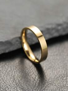 1pc Customized Minimalist Handwritten Text Stainless Steel 4mm Wide Ring, Engraved Anniversary, Gift For Lover, Family, Festival