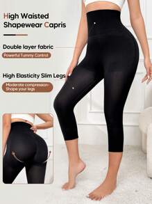 Women's High Waisted Capri Leggings Tummy Control Pants Thigh Slimmer Butt Lift Body Shaper Bottoms For Underwear
