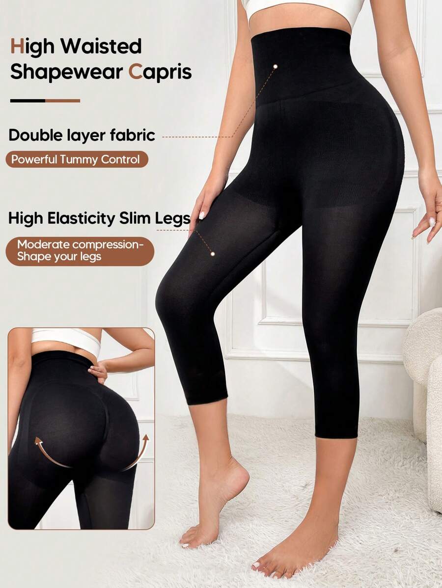 Women's High Waisted Capri Leggings Tummy Control Pants Thigh Slimmer Butt Lift Body Shaper Bottoms For Underwear
