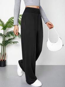 Teen Girls Elastic Waist Wide Leg Yoga Pants With Pockets (AZ223)