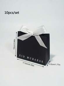 5/10 sztuk, Eid Al Adha Mubarak Wyrafinowane Mini Pudełka Prezentowe W Klasycznej Czerni, Głębokiej Zieleni I Czystej Bieli Z Eleganckimi Satynowymi Wstążkami, Czysta Biel Z Pięknymi Złotymi Gwiazdami I Półksiężycami Rozmiar: 11,5 X 10 X 4,5 cm Małe Pudełko Do Pakowania Prezentów Premium, Elegancki Złoty Wzór Foliowy - Idealny Rozmiar Na Prezenty Cukierki, Czekoladki I Małe Dowody Wdzięczności
