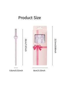 1 件/2 件/1 套/2 套粉色可爱卡通爱心形直可重复使用玻璃吸管，适用于奶茶、果汁、鸡尾酒、冷饮、派对用品、学校用品、女友礼物和父亲节。 - 款式1 - 查看 5