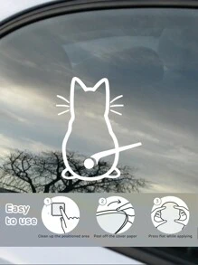 1pc Cute White Kitten Sticker Pattern For Car Rear Windscreen Wiper Bus School Bus Sticker, Add Some Fun To Your Car!11.61*7.59inch