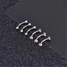 6/7pcs Stainless Steel Body Piercing Set - 6/8/10mm Barbell Rings For Eyebrows, Belly, Lip & Cartilage - Fashion Accessories - Multicolor - View 8