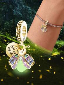 1pc 925 Sterling Silver Fashionable Luminous Bee Pendant, Suitable For Women's Bracelets, Bangles, DIY Jewelry Making - Bee - View 7