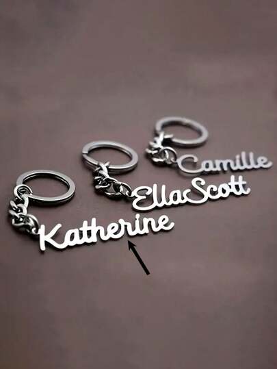 1PC Custom Name Keychain, Stainless Steel Engraved Keychain, Unique Nameplate Jewelry, Ideal Gift For Boy And Girl