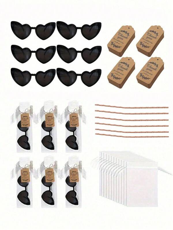 20/40 szt./zestaw białych/czarnych/różowych/fioletowych/fuksjowych okularów przeciwsłonecznych w kształcie serca, w zestawie z kartką z okazji Święta Dziękczynienia i torebką prezentową, upominki ślubne dla panny młodej, okulary przeciwsłoneczne jako prezent na przyjęcie, prezenty dla gości weselnych, dekoracje na wieczór panieński, dekoracje na basen, rekwizyty do zdjęć, odpowiednie na wesela, imprezy, spotkania, wieczory panieńskie, maskarady