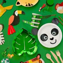 8 Packungen/24 Packungen Panda-förmige Teller, Pappteller mit Tiermotiven, Dschungel Tiere Party Themen Geschirr für Babyparty, Geschlechteroffenbarung, Geburtstagsfeiern und Dekorationen