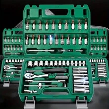 46pcs Automotive Repair Tool Set, Including Socket Wrench, Ratchet, Auto Maintenance Toolbox Kit - Black Plastic Box - View 2