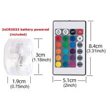 带遥控器的迷你 LED 圆形灯装饰灯、变色鱼缸灯水下灯派对浴缸泳池装饰氛围灯、小型潜水灯夜灯、家居圣诞装饰、情人节装饰 - 彩色 - 查看 6