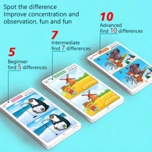 1 Set Educational Drawing Game - Find The Difference Concentration Training Cards, Erasable Paper Material, Progressive Difficulty Levels, Enhances Observation Skills, The Perfect Choice For New Year, Easter, Birthday Gifts, And Small Party Gifts