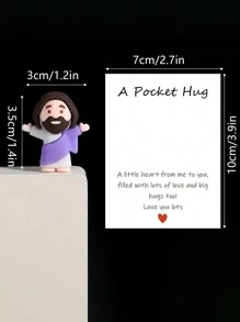 5/1 PVC Siliconen Materiaal Mini Jezus Beeld Paasdecoratie Ornament, Emotionele Ondersteuning, Emotionele Aanmoediging Cadeau Zak Knuffel Kaart, Een Beetje Dichtbij Van Mij Naar Jou, Gevuld Met Heel Veel Liefde En Dikke Knuffels Ook! Hou Heel Veel Van Jou, Jezus Zegen Je