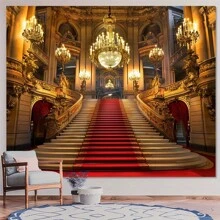 Telón de fondo de fotografía multiusos con diseño de escalera de castillo de palacio de lujo, adecuado para despedida de soltera y cabina fotográfica - Multicolor - Ver 3