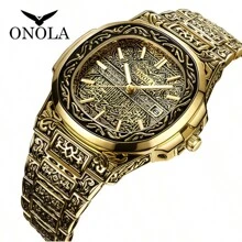 ONOLA ONOLA Brand Men Wristwatch Luxury Gold Watch For Men Waterproof Quartz Business Vintage Watch