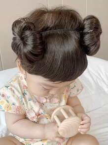 1 件装婴儿合成假发编织发带刘海儿童假发婴儿头带婴儿头发儿童假刘海头扣 Cos 发饰婴儿（黑色） - 黑色 - 查看 2