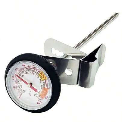 YRP Coffee Accessories, Food Thermometer, Stainless Steel Coffee Thermometer With Clip, Black 1pc, Coffee Etching Needle, Inductive Thermometer 0°-100°/32°F~212°F, Suitable For Coffee Pot, Coffee Cup, Food Contact, Juice, Hot Water, Kitchen Gadgets, Tools For Making Coffee, Milk Foam, Chocolate, Cappuccino Back To School