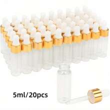 20 piezas Botellas cuentagotas de cristal mini doradas -0,034/0,067/0,1/0,17oz Envase de muestra con tapa para aceites esenciales, perfumes y cosméticos - Perfecto para llevar alrededor Botella cuentagotas de cristal mini, Botella vacía de muestra de aceite esencial con tapa dorada, Pequeño tanque de almacenamiento con gotero de perfume, cosméticos y líquidos de aromaterapia de laboratorio - oro+transparente - Ver 9