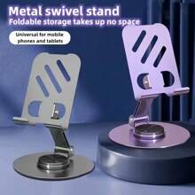 360 Degrees Rotating Metal Mobile Phone Stand, Foldable Desktop Holder, Suitable For All Smartphones, Ideal Office Accessory Compatible With IPhone, Android Phone, Gift For Birthday, Family, Friends Phone Holder, Phone Accessories