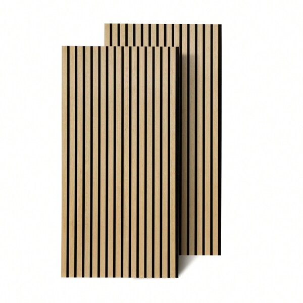Jiubiaz Panneau acoustique Panneau mural MDF panneau mural acoustique naturel Panneaux muraux modernes en placage de bois et feutre 2x 120x60x2,1cm bois