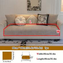 1pc Universal Four Seasons Chenille Houndstooth Sofa Cushion, Minimalist Modern Style Soft Skin Friendly Pet Friendly Anti-Stain Non Slip Sofa Cover, Anti-Cat Scratch Sofa Protector For L-Shaped Combination Sofa And 1/2/3/4-Seat Sofa In Living Room (Sold Separately) - Khaki - View 11