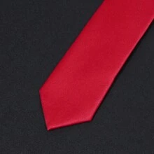 1 chiếc cà vạt khóa kéo màu đỏ trơn, chất liệu polyester, thích hợp cho cả đi làm và đi chơi, đa năng cho mọi mùa, sản phẩm bán chạy. - Đỏ - Xem 5