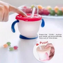 1 Pc 150ml/5oz Soft Silicone Training Straw Cup, Tilted Straw Design, Easy Suction, Dual Handles, Dual Color Straw Cup, Precise Measurement, Scientific Feeding, Non-Slip Base, Safe Material, Suitable For Holiday & Birthday Gifts
