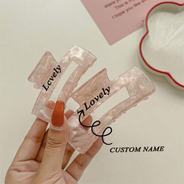 1 Stück personalisierter Haarclip mit Name, pink Haarklammer, elegantes Haarstyling-Accessoire für Frauen, Hochzeit Haarzubehör, frühlings- und sommerfarbene Töne