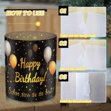 12 pièces/set Bougeoirs à thé en plastique noir et or qui s'illuminent, décorations de gâteau pour fêtes d'anniversaire, sans bougies incluses