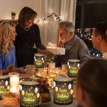 12 pièces/set Bougeoirs à thé en plastique noir et or qui s'illuminent, décorations de gâteau pour fêtes d'anniversaire, sans bougies incluses