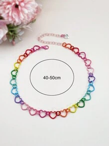 1 Stück Farbverlauf Herz Form Halskette mit Hohldesign, Valentinstag, Muttertag, Strandurlaubs Geschenk