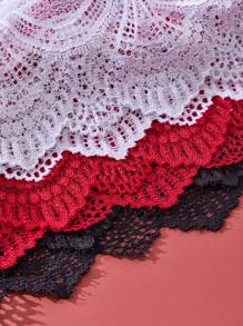 3PCS Plus Size damska bielizna koronkowa stringi kokarda seksowna bielizna jednolity kolor przezroczyste tangas elastyczne wygodne majtki dla kobiet czarny biały czerwony stringi z tyłu kokarda majtki