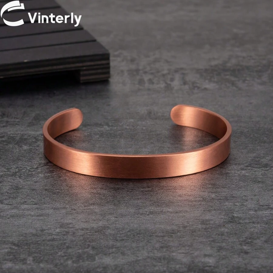 Pure Copper Bracelets For Women Men Unisex Adjustable Open Cuff Bangles Female Resizable Jewelry Metal Soft