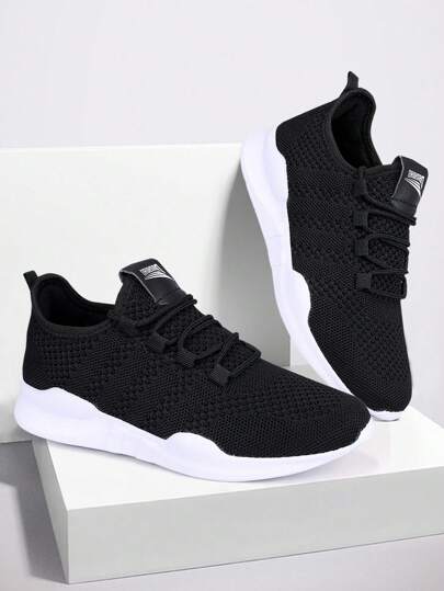 Women's Minimalist Style Road Running Shoes With Lace Up Anti Slip Walking Shoes Lightweight Fitness Shoes Comfortable And Breathable Sports Shoes Leisure Sneakers Black_White
